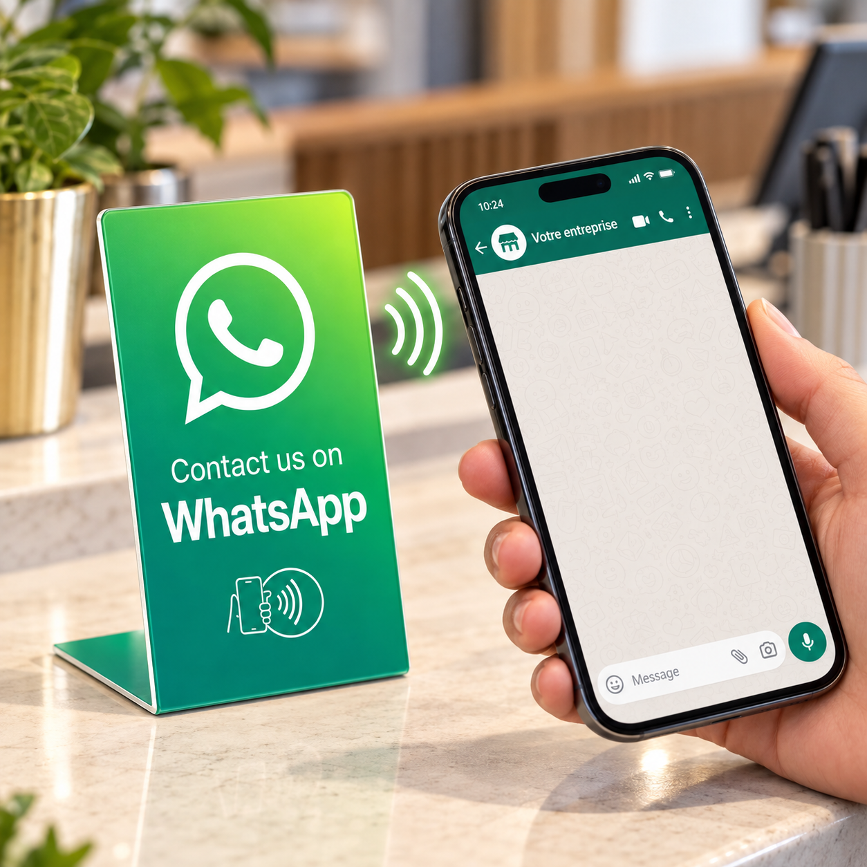 WhatsApp · Présentoir NFC